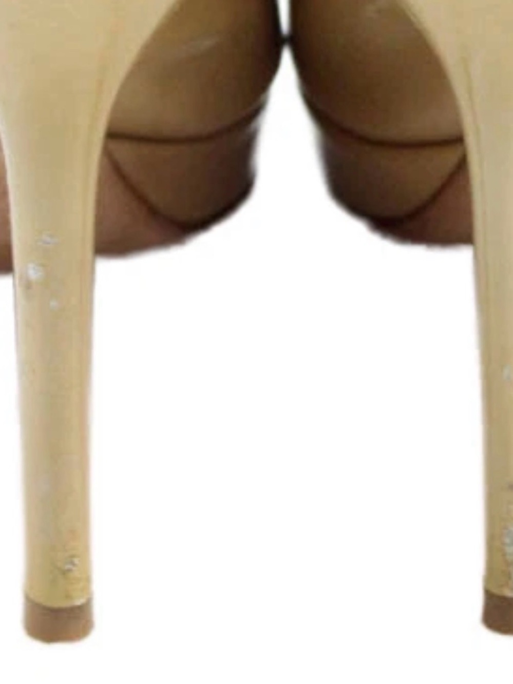 Jimmy Choo Beige Patent Leather Peep-Toe Slingback Heels 38.5 - Picture 6 of 6